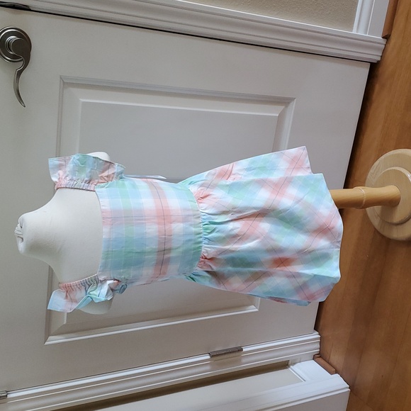 Toddler Girls Carter's Cotton Plaid Flutter Dress Size 4T Pastels NWT - Picture 4 of 7